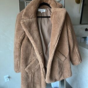Sebby faux fur Sherpa Tan Teddy Coat Jacket Cozy Cold Weather Brown Neutral